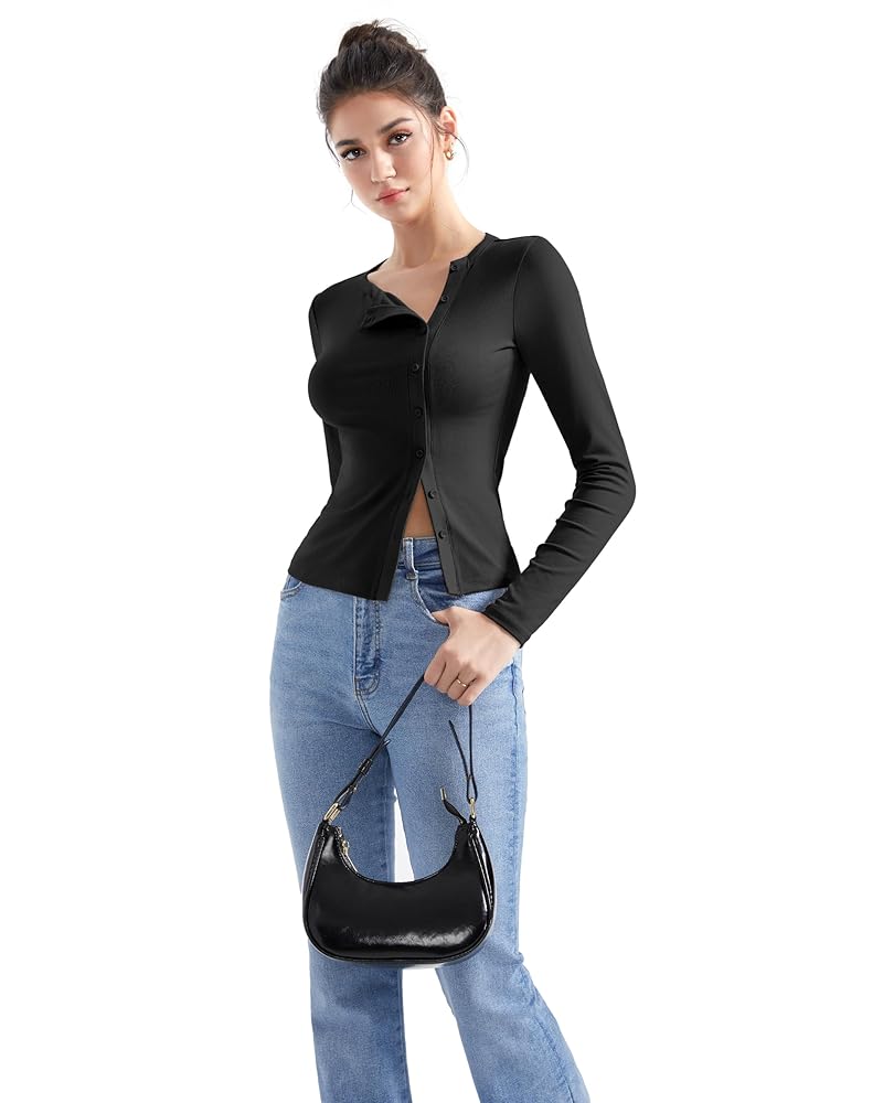 Amazon.com: SUUKSESS Women Button Down Ribbed Tops Long